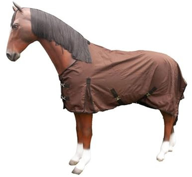 Brama-West Regendecke Pferd Rain - Weidedecke mit Fleece Futter - 600DEN - Wasserdicht - Braun - Gr. 135cm