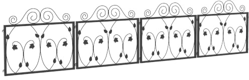Outsunny Decorative Garden Fencing Rustproof 4 Panels 18.7in x 7.5ft Black | Outdoor Steel Wire, No Dig Fencing, for Landscape, Flower Edging