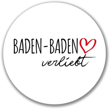 Huuraa Aufkleber Baden-Baden verliebt Sticker Größe 10cm mit Namen deiner Lieblingsstadt in Baden-Württemberg Geschenk Idee für Freunde und Familie