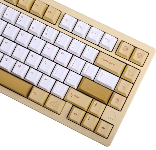 Cute Shiba Inu Keycaps PBT for Mechanical Keyboard Cherry Profile Keycaps Set Animal Dog Yellow White Keycps 60 65 75 Percent Gaming Keyboard No Backlit Custom Keycaps with Key Puller