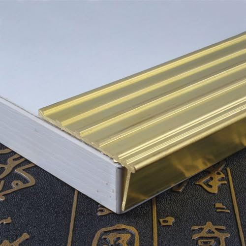 Door Threshold Strip Brass Non Slip Stair Nose Edging, Doorways Gold Transition Strip/Gap Cover Bar, Outdoor & Indoor Wooden Steps Staircase Edge Protector (Size : W4.8cmxH2cm(1 7/8x3/4))