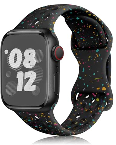 MaEiol Sportivo Cinturino per Apple Watch 49mm /45mm /44mm /42mm /46mm(Series 11/10), Bracciale Morbido Silicone Traspirante Cinturino per Apple Watch Ultra/SE/Series 11 10 9 8 7 6 5 4 3 2 1, Nero