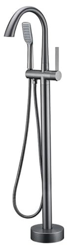 Robinets de baignoire sur pied avec fixation de douche, mitigeur de bain-douche pivotant, poignée unique en laiton, chromé