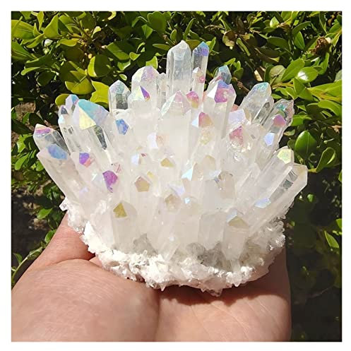 TZNLTPFY Cristal Natural Áspero 400g~600g Cristal Natural Claro Arco Iris Aura Cuarzo Racimos De Cristal Galvanizado for Curación Y Decoración del Hogar (Size : 600g) DINZHHENGYIN(Size:500g)