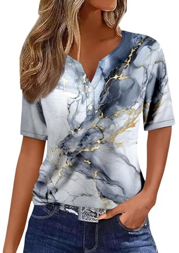 Damen-Oberteile, Ausschnitt, Knöpfe, sexy Hemden, kurze Ärmel, elegante Blusen, Sweatshirts mit geometrischem Druck, Kleidung Bluse Ohne Ärmel Damen