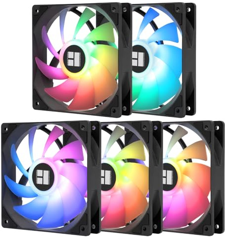Thermalright 5 Pack TL-C12C-S CPU Fan 120mm ARGB Case Cooler Fan, 4pin PWM Silent Computer Fan with S-FDB Bearing Included, up to 1550RPM Cooling Fan（5 Quantities）