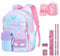 Aedcbaide School Bags for Girls with Stationery Set, Refrigerator Door Kids Backpack Rucksack for Primary School, Lightweight Pink School Bag for 8-10 Years Old (Girls, Gradient Blue)