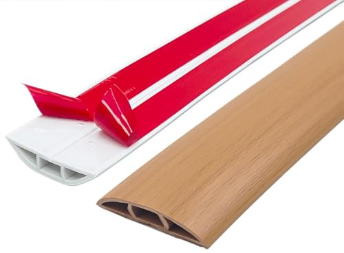 Cordon de sol et cache-fils, auto-adhésif en PVC flexible, protection de câble et cache, protège les câbles et empêche les risques de trébuchement, couverture idéale pour le bureau et la maison (1,5
