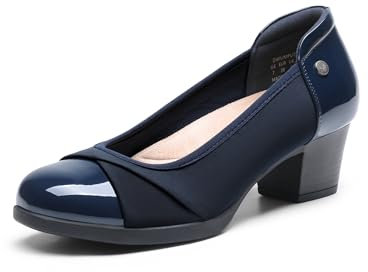 DREAM PAIRS Scarpe con Tacco a Blocco Comode da Donna e Classiche Eleganti Décolleté con Soletta Ammortizzata,Size 40,Marina Militare,DWUMPU2507