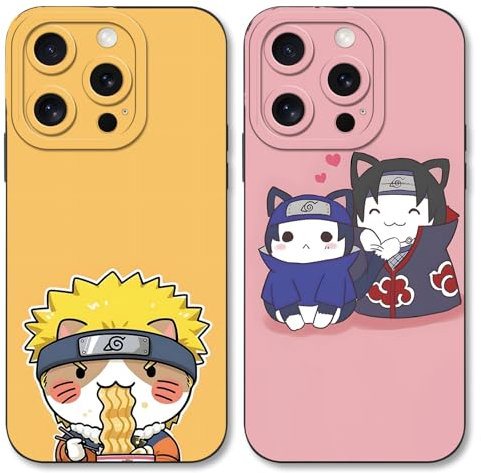 2 Pack Phone Case For iPhone XR 6.1 inch, Anime Japanese Manga Uchiha Itachi Sasuke Cartoon Manga Pattern Shockproof Soft Aesthetics Design Full lens Protection Cover for Children Boy Girl, Black