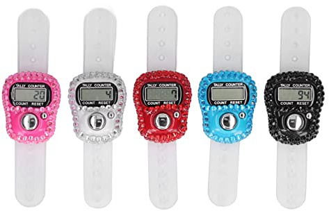 Eujgoov Compteurs de Doigts, Compteurs de Doigts de Veille Automatique, Compteur de Comptage, Compteur de Doigts en Bouton de Réinitialisation, Compteur de Tours 5 Unités pour