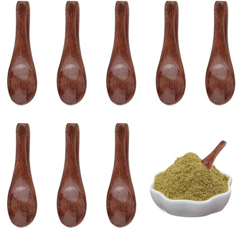 8pcs Petites Cuillères en Bois, 6cm Mini Cuillères à Condiments Cuillères à Café en Bois Petite Cuillère à Sel Manche Court Ustensiles de Petite Cuillere en bois pour Sauces Sel Sucre Épices Café
