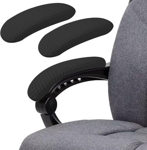Pretwad 2 Stück Bürostuhl Armlehnenbezug,dehnbar Polyester Bürostuhl Schutz Abdeckungen entlastet Ellenbogen Beschwerden Bürostuhl Bezug Armlehnen Polster(Länge-44cm)(Schwarz)