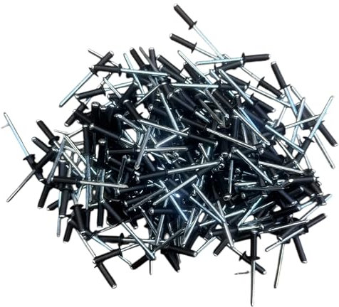 VITFER Rivetti in Alluminio Neri 4,8x16mm, Set da 250Pezzi, Fissaggio Fai da Te laccato nero