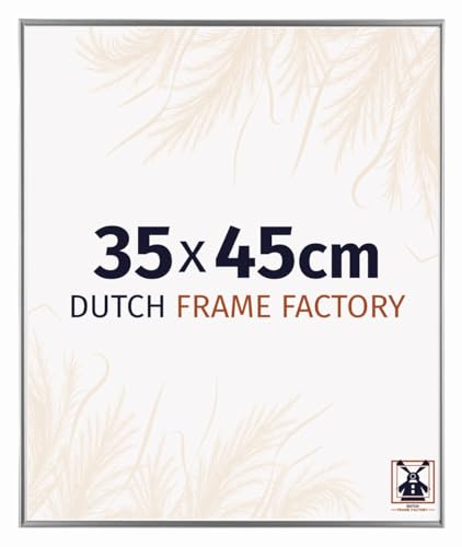 Dutch Frame Factory - Bilderrahmen 35x45 cm Silber Hochglanz - Kunststoff | Antireflex-Acrylglas aus Kunststoff, Wandmontage, Geeignet für Fotos, Poster und Puzzles, Easy, Made in Holland