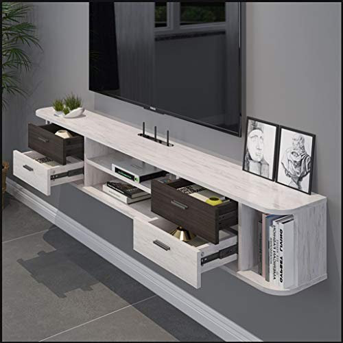 GAOXIONG Schwebendes TV-Ständerregal mit 2 Ebenen zur Wandmontage, für DVD-Player, Kabelboxen und mehr, TV-Schrank mit Audio-/Videokonsole, für Spielkonsolen, Router und Fernbedienungen