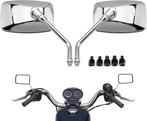 Universal Motorrad Spiegel10MM 8MM, 360° Drehbar Chrom Motorrad Rückspiegel mit Packung Schraube, Motorradspiegel für Motorräder, Roller, Mountainbikes, Streetbikes, umgebaute Fahrzeuge ATV
