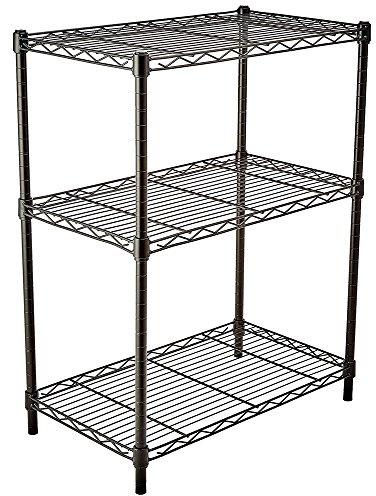 Bonnlo 3-Tier NSF Certified Metal Shelving Unit - Adjustable Storage Shelf for Kitchen, Bathroom & Home, 60x35x85cm, Black