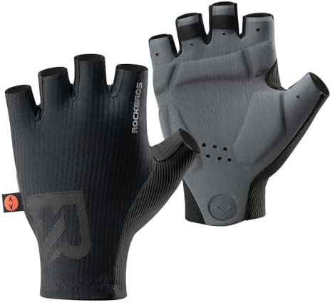 ROCKBROS Fahrradhandschuhe Fingerlos mit ergonomischer Vollpolsterung | Stoßdämpfende Radhandschuhe mit rutschfester Handfläche, atmungsaktiv für Herren & Damen, MTB, Rennrad und E-Bike