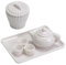 Juego de té en Miniatura 1/12 Mini Tea Juego de té con Tetera, Bandeja y más, Copa de plástico Simple y Moderna para Accesorios de Cocina de casa de muñecas Miniatura