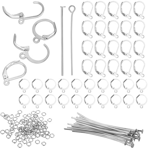 Josojoou 180 Stück Ohrringe Selber Machen Set Ohrringe Silber Ohrring Haken Schmuck Zubehör Zum Schmuckherstellung Hypoallergene Ohrhaken Für Diy Ohrhänger Schmuck