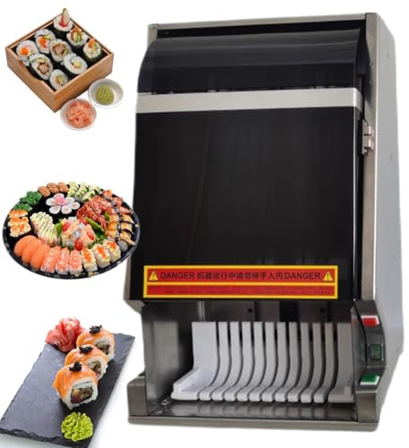 YMXEURSC Automatic Sushi Roller Cutting Machine,Desktop Sushi Roll Slicer with Removable Stainless Steel Blade,Cutting Different Shapes(10slices)