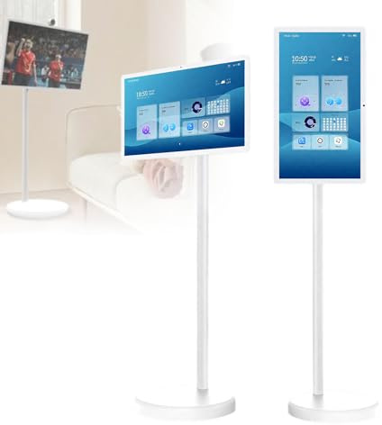 TV Intelligente Portable FHD 2ème Génération, Android 12, TV-Tablette Roulante Sur Roulettes, Batterie 6000mAh Intégrée, Rotation Complète – Pour Cinéma Maison & Présentations Bureau 21.5-8/128G