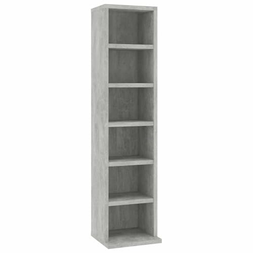 Gecheer CD Cabinet Concrete Grey 21x20x88 cm Engineered Wood CD Cabinet Model800355