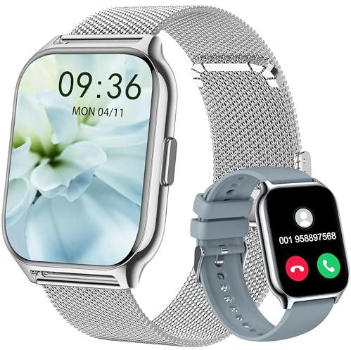 Montre Connectée Femme Homme, 2 Pouce HD avec Appel Bluetooth Smartwatch 100+ Sportifs,SpO2 Moniteur de Sommeil Cardiofréquencemètre -Argenté