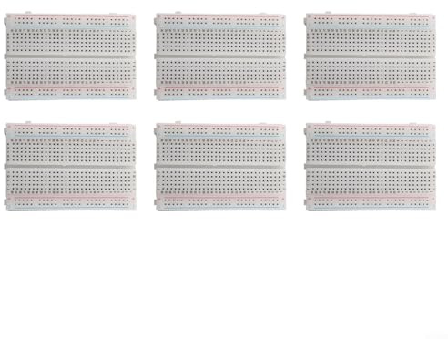 6 Pieces 400 Point Solderless Breadboards Kit for Circuit Prototyping PCB Boards with Power Rails for Robotics