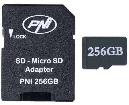 PNI Carte mémoire 256 GB avec Adaptateur SD Classe 10, 80 Mo/s, V30