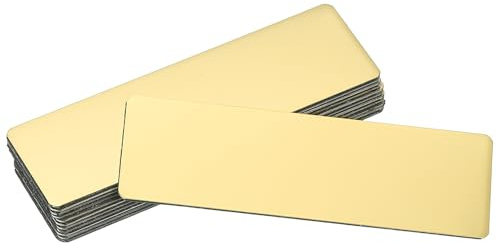 QUARKZMAN 12Pcs Placas Identificación Blanco 3.1 X 1 Placa Nombre Metal Grabada Con laser Adhesivo Fuerte Identificación Aluminio Anodizado Personalizadas Blanco Para Señales Dorado