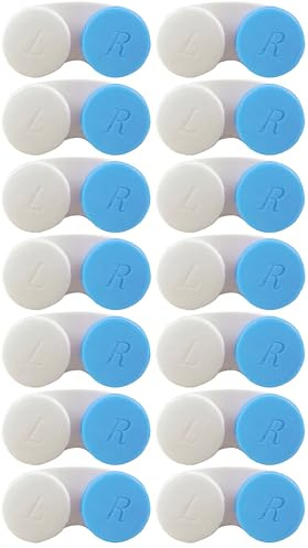 NVIDRLENS Pack of 14 Coloured Contact Lens Case Travel Set, Portable and Leak-proof for Home and Travel, blue, Fastening