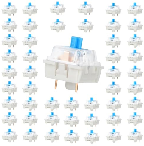 BTFO 50pcs Mechanical Keyboard Switches, 3 Pin Keyboard Clicker | Dustproof Waterproof Clicky Key Switches for Mechanical Gaming Keyboards, Blue