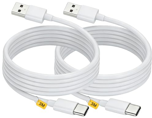 LOUPRESS USB A to USB C Charger Cable,10FT/3M Long i Phone Type C Charging Lead 2Pack Fast Charging Wire USBC Charger Cables for iPhone 17 Pro Max/17 Air/16/16 e/16 Pro/15 Plus, iPad Pro/Air/Mini,Mac
