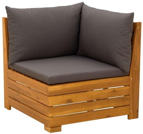 vidaXL Garten Sofa Eck Massivholz Akazie Braun, Garten-Sofa-Set, wetterfester Akazienholz-Sitz, modernes Möbel für Terrasse, Lounge, Balkon-Sitzgruppe