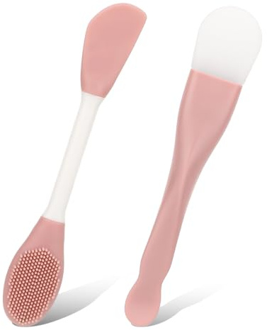 2 stycken maskborstar, silikonpensel, maskborste, ansiktssladdel, kosmetika, masker, borste, ansiktsskrubb, silikon, lermask, applikator för gör-det-själv, hudvård, ansiktsmasker, rengöring (rosa)