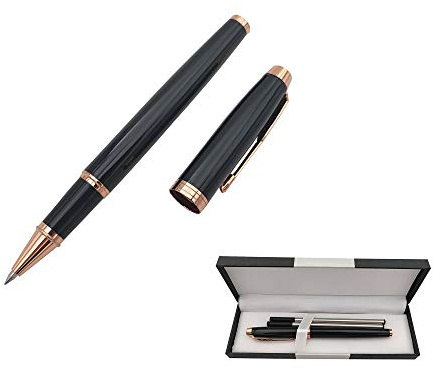 Accod Ballpoint Pen Student Gel Pen Signing Pen Metal Shell Streamlined Ballpoint Pen Gift For Student Family and Friends -0.5MM (Black)