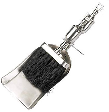 Black Country Metal Works Grecian Brushed Pewter Finish Fireplace Brush and Pan Set Fireside Tool Set