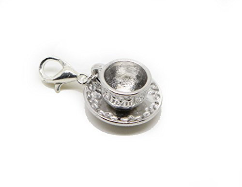 JewelleryJoy Clip On Coffee cup Tea Mug Charms Pendant for Charm Bracelet Necklace in Organza Gift Bag (03)