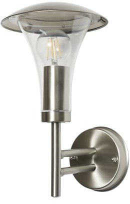 LITECRAFT Emlo Outdoor Fluted Lantern Stainless Steel Wall Light | Garden, IP44, E27