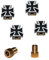 6er Ventilkappenset Iron Cross - Eisernes Kreuz (4X Ventilkappe + 2X Adapter) für jedes Fahrrad, Auto und Motorrad geeignet (Schwarz)