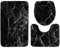 VNEIRW Badematten Set 3 teilig Grau,3 Stück Toiletten-Abdeckung Set Bad WC Set Sitzbezug (Bad Teppich + Pedestal Teppich + Toilettensitzabdeckung)，Marmor-Muster Drucken Badteppich Set (G)