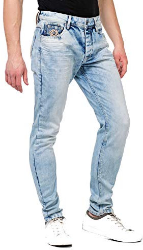 Cipo & Baxx Jean pour Homme - Effet froissé - Coupe ajustée - Coupe Slim - Jeans Skinny, Bleu, 33W x 32L