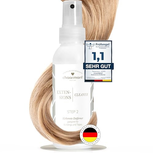 chaarmant Extensions Klebereste Entferner Spray 125ml extra stark [Made in Germany] Zitronenöl Bonding Lösungsmittel Tape Extensions Echthaar, doppelseitiges Klebeband Löser Echthaar Extensions