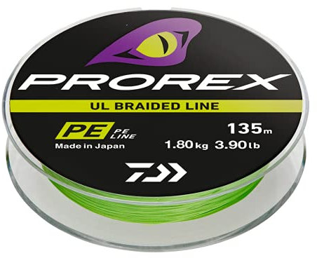 Daiwa Prorex Ultra Light Finesse geflochtene Schnur, 135 m, Chartreuse, Hellgrün, #PE0.6/4.25kg/9.35lb
