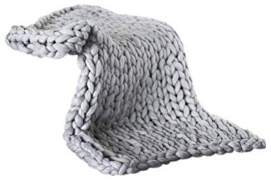 Kenyaw Decke Gestrickte Grobe Strickdecke Wolle Garn Handgefertigt Haustier Bett Stuhl Sofa Super Große Arm Stricken Sperrig Decke(Grau/50 * 50CM)