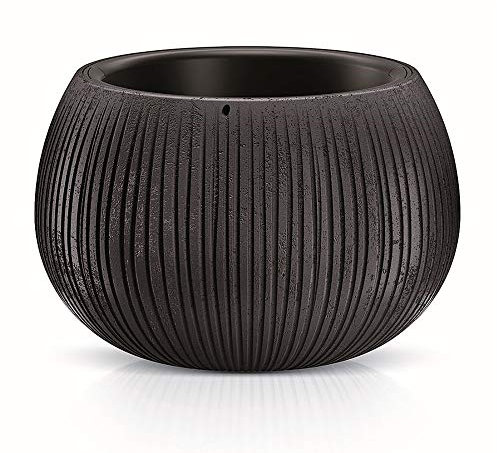 Prosperplast Concrete Bowl Flower Pot Plant Pot Concrete Design 2 in 1 Including Plant Pot Plastic Round (370 mm, Black Concrete)