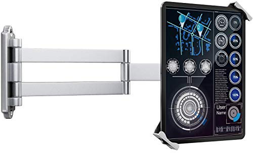AboveTEK Supporto da Parete per Tablet/iPad/Ardesia/Fuoco da 7 a 11 Pollici, Porta per Tablet con Serratura di Sicurezza Antifurto e Chiave, Supporto Snodato Regolabile con Braccio Lungo(Bianco)
