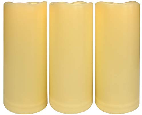 CANDLE IDEA 3 Stück 20 CM Wasserdichte Led Kerzen Flammenlose Timer Kerzen 1000 Stunden Akkulaufzeit Flackernde Batteriebetriebene Led Kerzen Große Stumpenkerze für Außenbereich Laterne Dekoration
